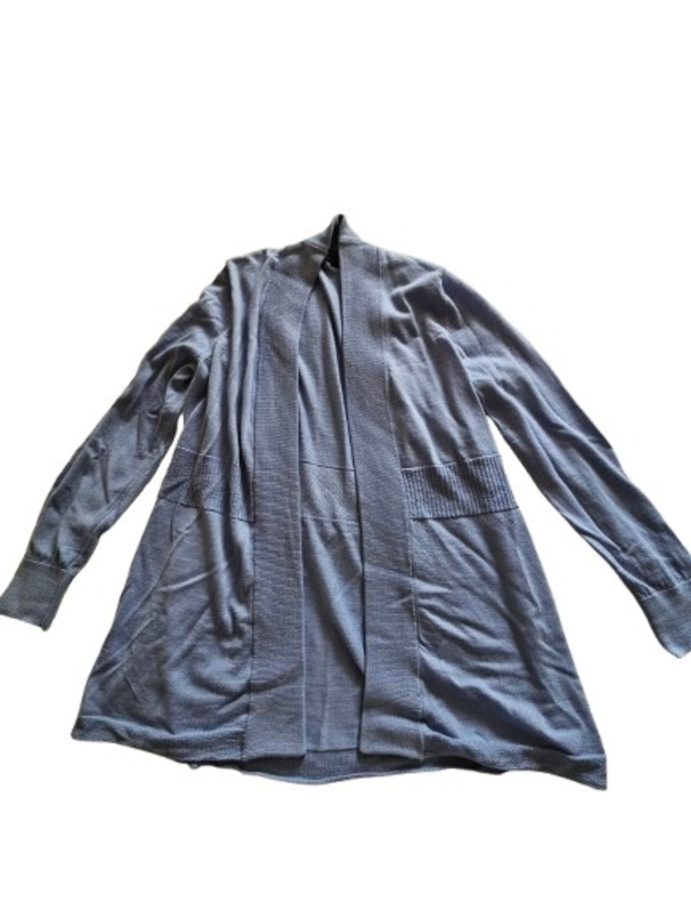 Talbots Woman 1X Pure Merino Wool Open Front Cardigan Blue Sweater Plus Size